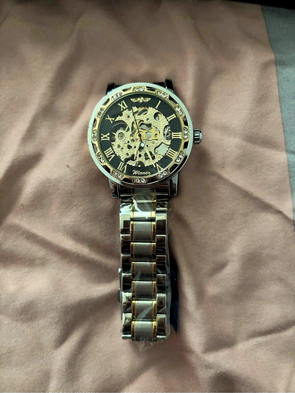 Winner Mechanical Skeleton Two-Tone Watch Gold & Black